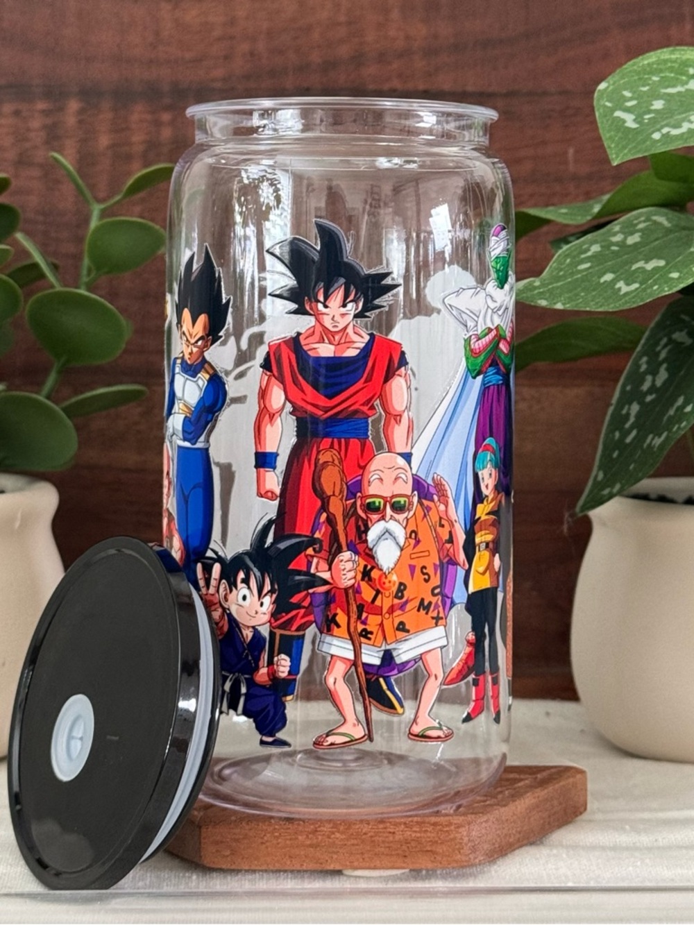Dragon Ball Z Plastic Tumbler with Black Lid and Straw